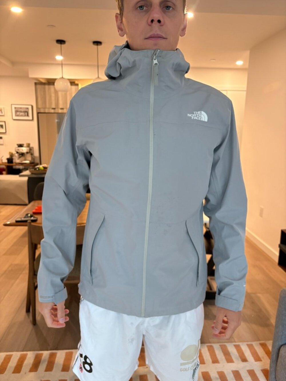 The North Face Hooded Rain Jacket Men's M Light Grey